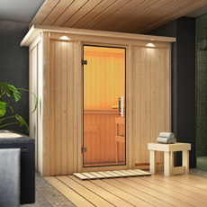 Sauna finlandese coibentata 68 mm Variado con porta in vetro bronzato e cornice a led Sauna finlandese coibentata 68 mm Variado - 196x118x198 cm