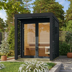 Sauna finlandese da interno in massello Paul PC Black 38 mm Sauna finlandese da giardino Paul PC Black in massello 38mm